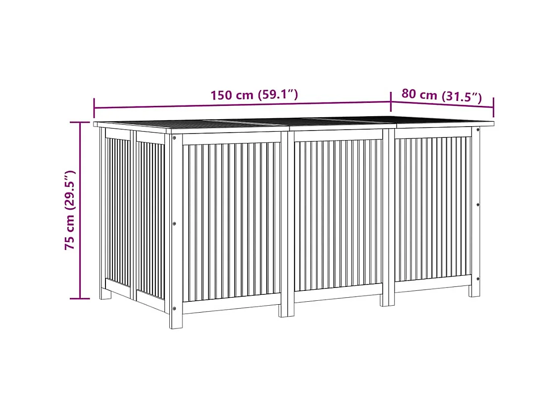 Gartenbox 150x80x75 cm Massivholz Akazie