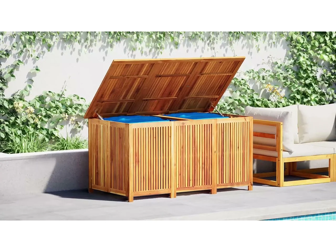 Boîte de rangement de jardin 150x80x75 cm bois massif d'acacia