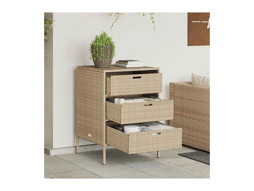 Armoire de rangement de jardin beige 55x59x80 cm résine tressée