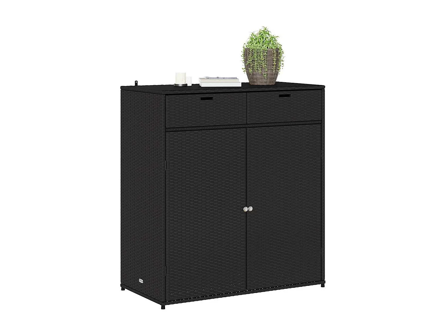 Armoire de rangement de jardin noir 105x55x113cm résine tressée