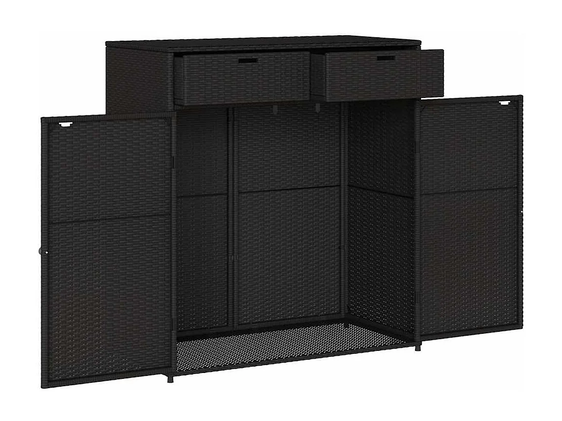 Armoire de rangement de jardin noir 105x55x113cm résine tressée