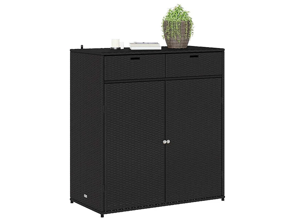 Tuinkast 105x55x113 cm poly rattan zwart