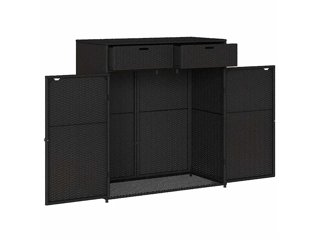 Tuinkast 105x55x113 cm poly rattan zwart