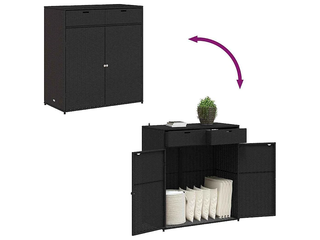 Tuinkast 105x55x113 cm poly rattan zwart