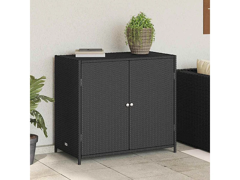 Tuinkast 83x45x76 cm poly rattan zwart