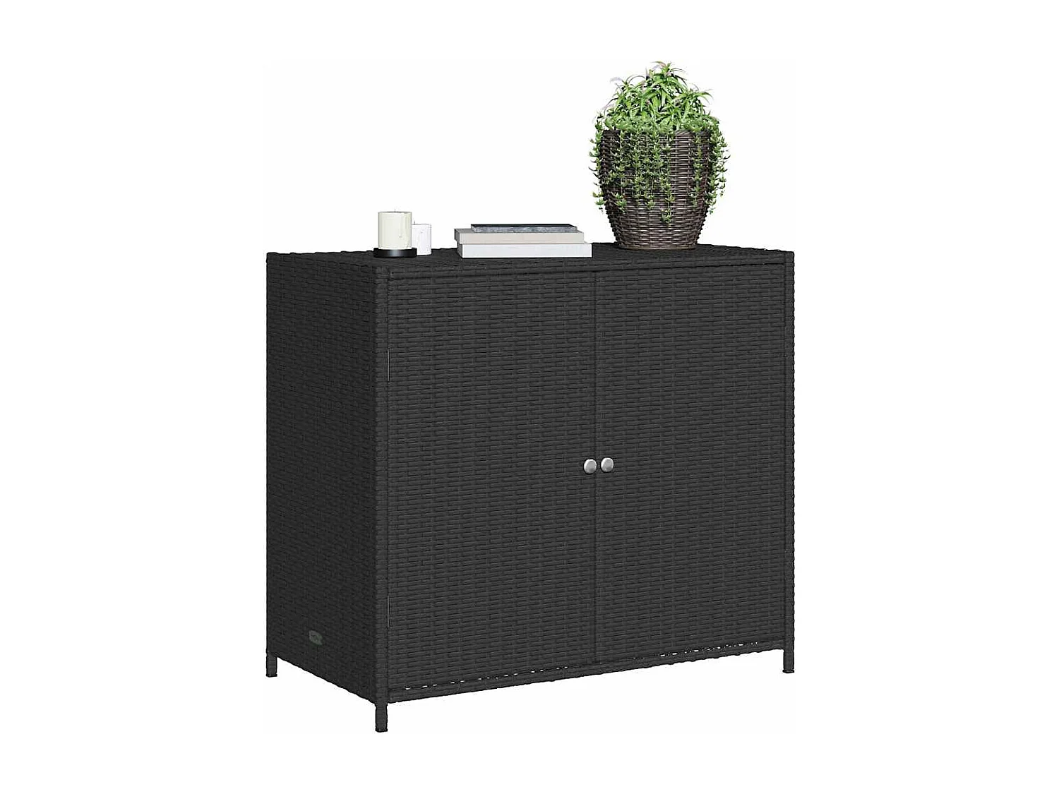 Tuinkast 83x45x76 cm poly rattan zwart