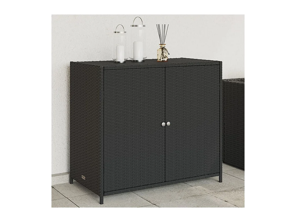 Armoire de rangement de jardin noir 83x45x76 cm résine tressée