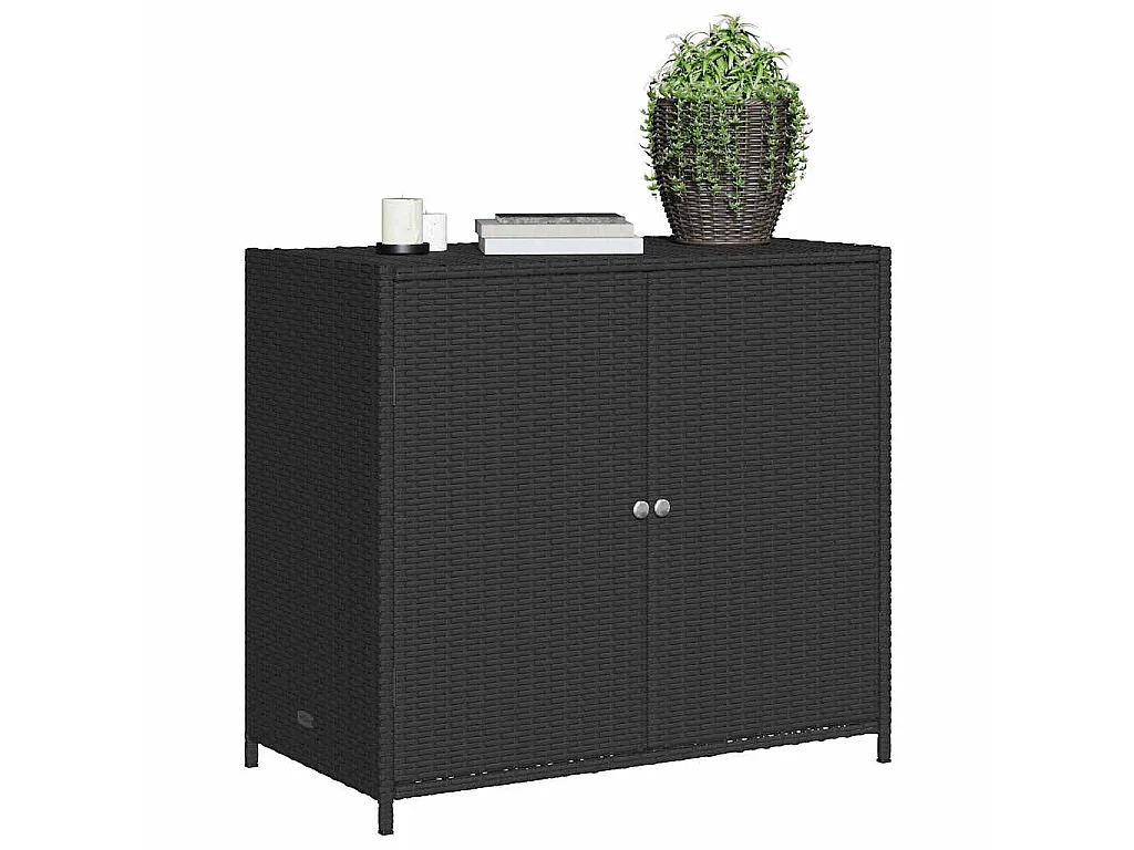 Gartenschrank Schwarz 83x45x76 cm Poly Rattan