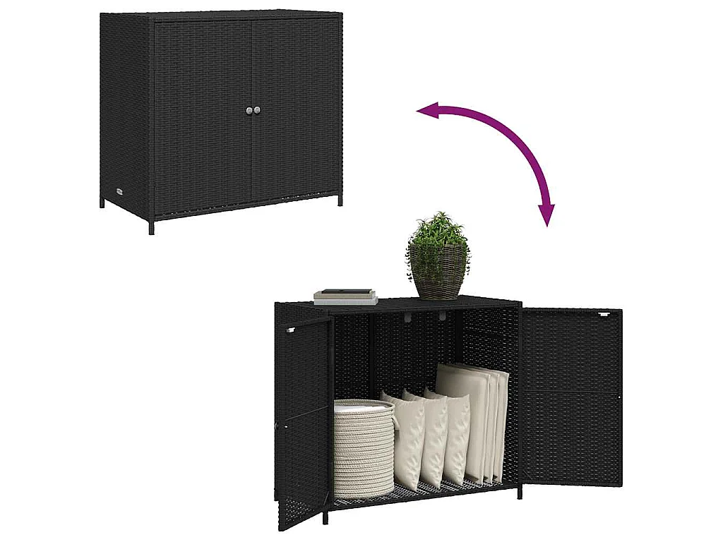 Gartenschrank Schwarz 83x45x76 cm Poly Rattan