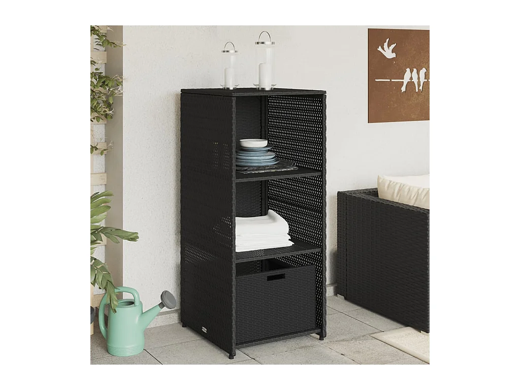 Armoire de rangement de jardin noir 50x55x115 cm résine tressée