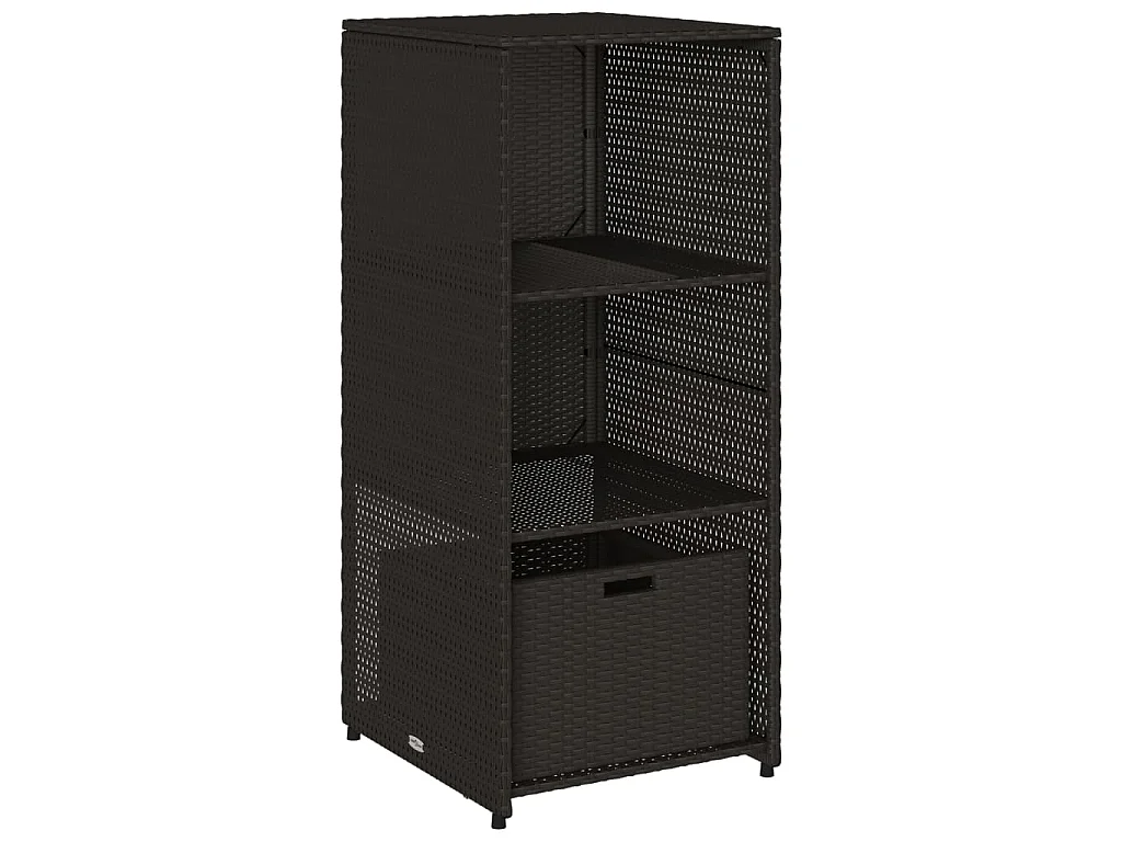 Gartenschrank Schwarz 50x55x115 cm Poly Rattan