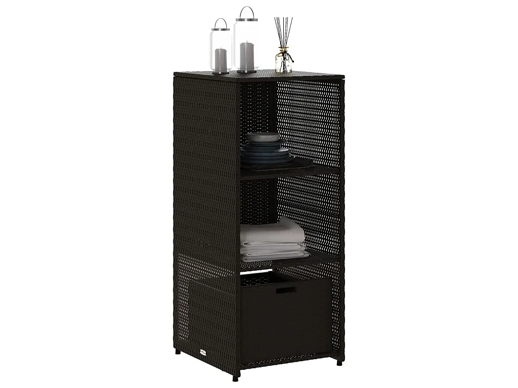 Gartenschrank Schwarz 50x55x115 cm Poly Rattan