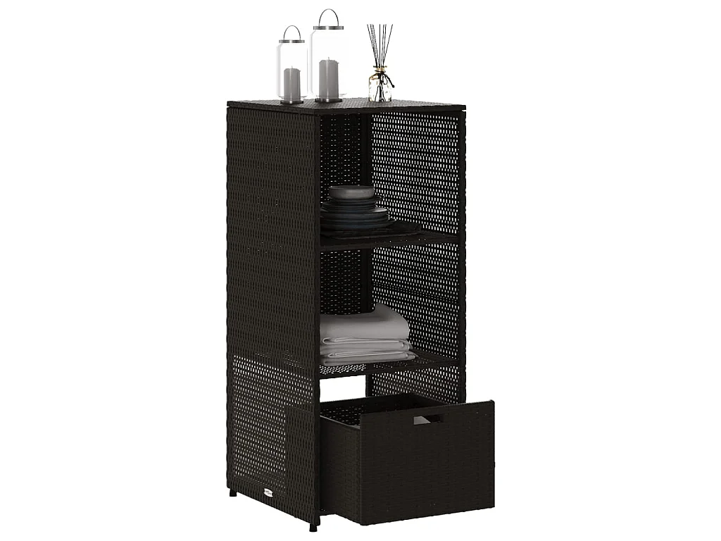 Gartenschrank Schwarz 50x55x115 cm Poly Rattan