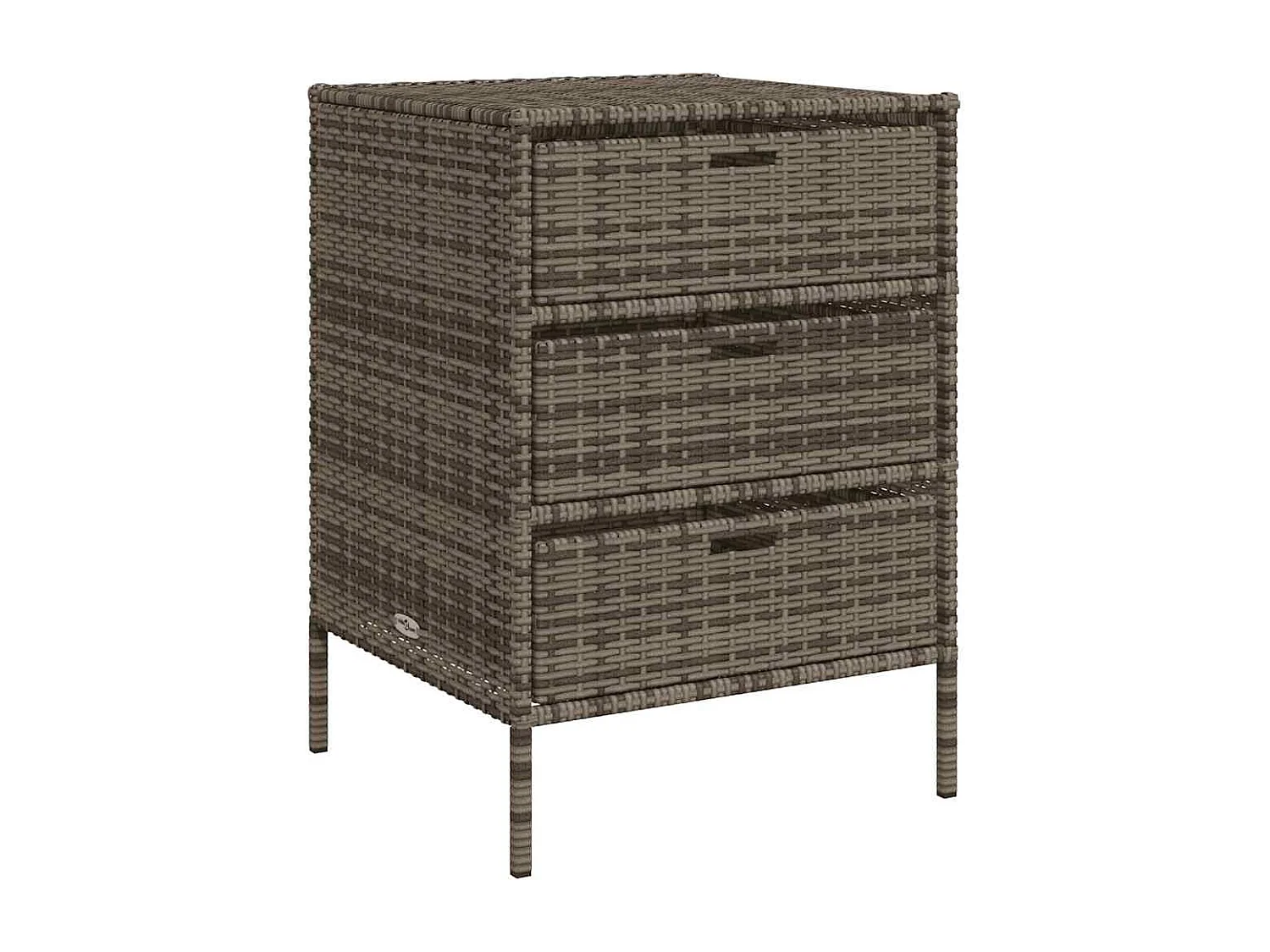 Armoire de rangement de jardin et 3 tiroirs gris résine tressée