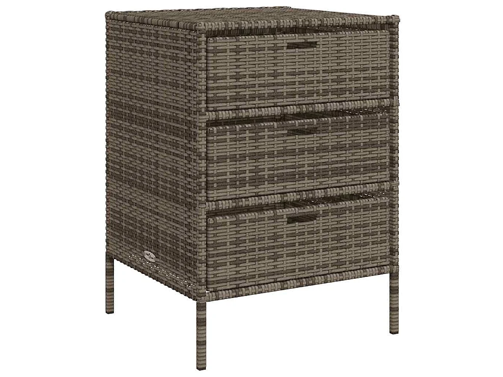 Armoire de rangement de jardin et 3 tiroirs gris résine tressée