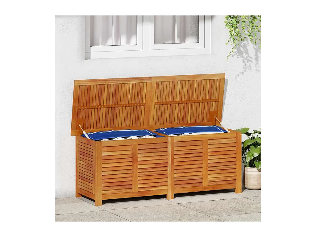 Boîte de rangement de jardin persiennes 150x50x56cm bois acacia