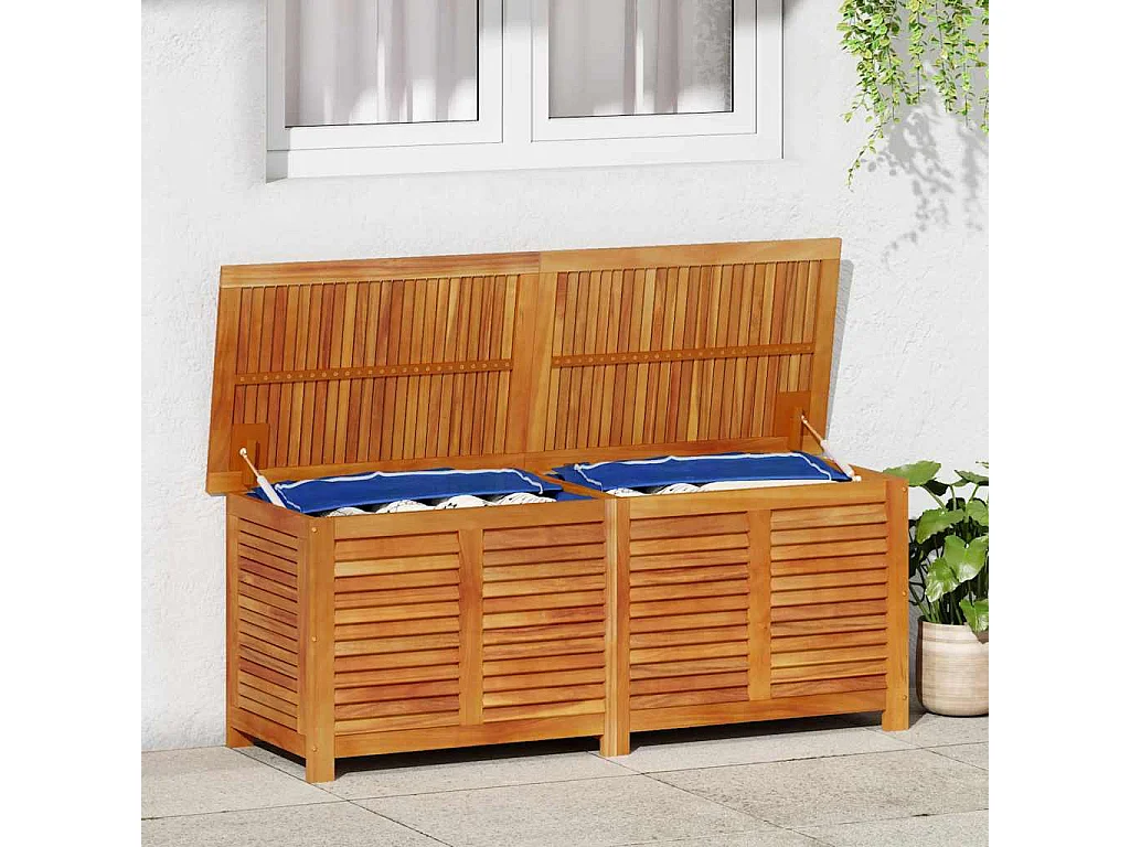 Boîte de rangement de jardin persiennes 150x50x56cm bois acacia