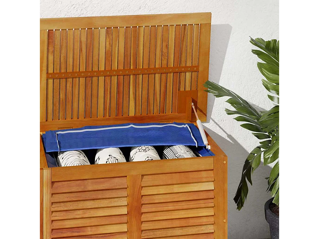 Boîte de rangement de jardin persiennes 150x50x56cm bois acacia