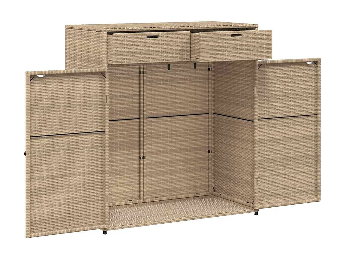 Gartenschrank Beige 105x55x113 cm Poly Rattan
