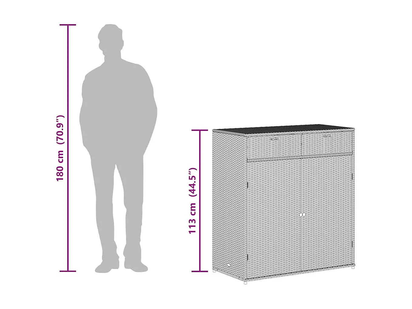 Gartenschrank Beige 105x55x113 cm Poly Rattan