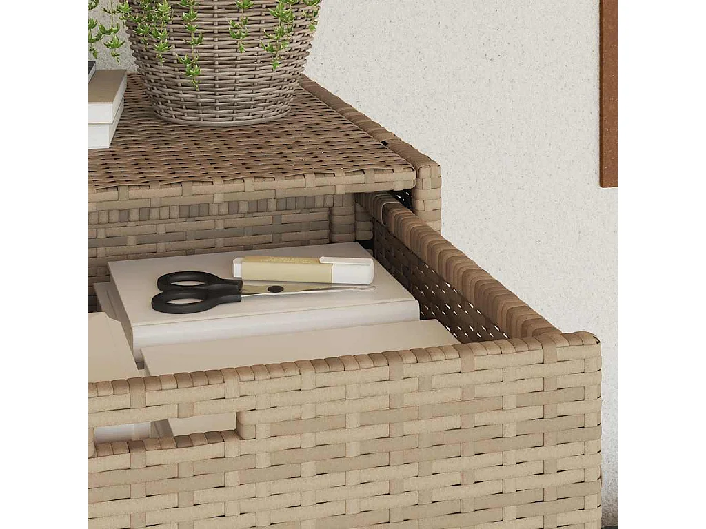 Armoire de rangement jardin beige 105x55x113 cm résine tressée