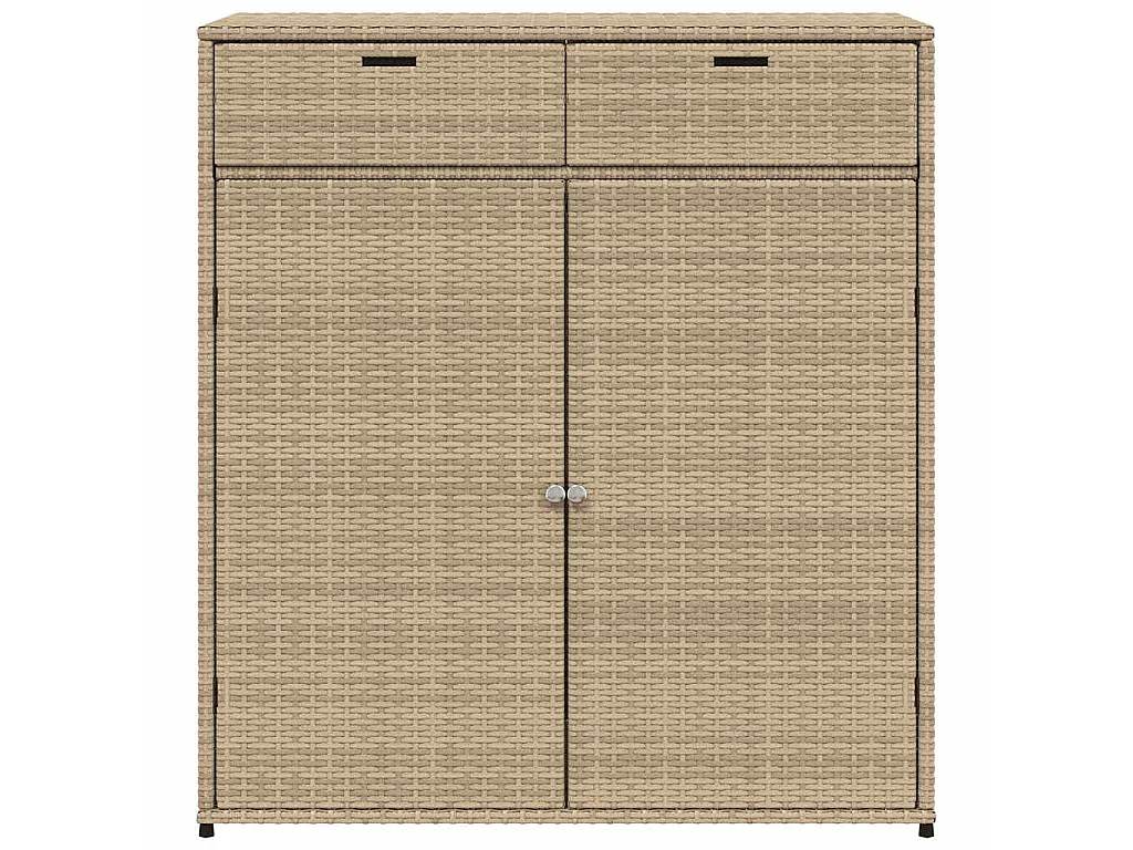 Armoire de rangement jardin beige 105x55x113 cm résine tressée