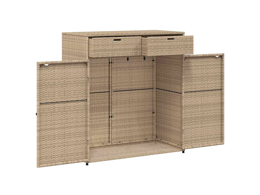 Armoire de rangement jardin beige 105x55x113 cm résine tressée