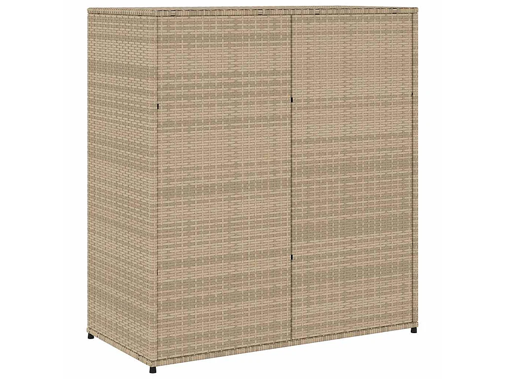 Armoire de rangement jardin beige 105x55x113 cm résine tressée