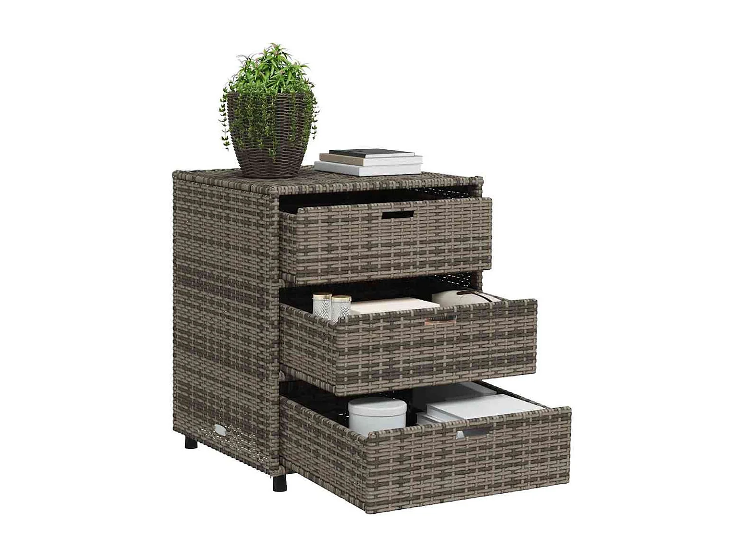 Gartenschrank Grau 55x59x69 cm Poly Rattan