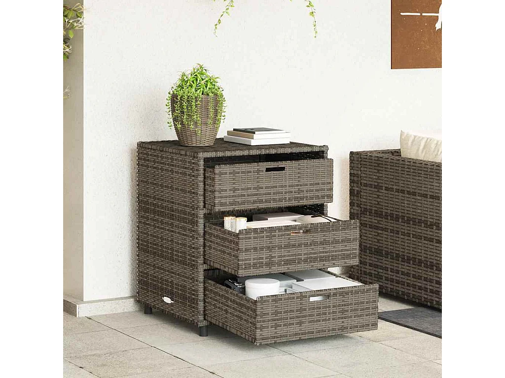 Armário de arrumação para jardim 55x59x69 cm vime PE cinzento
