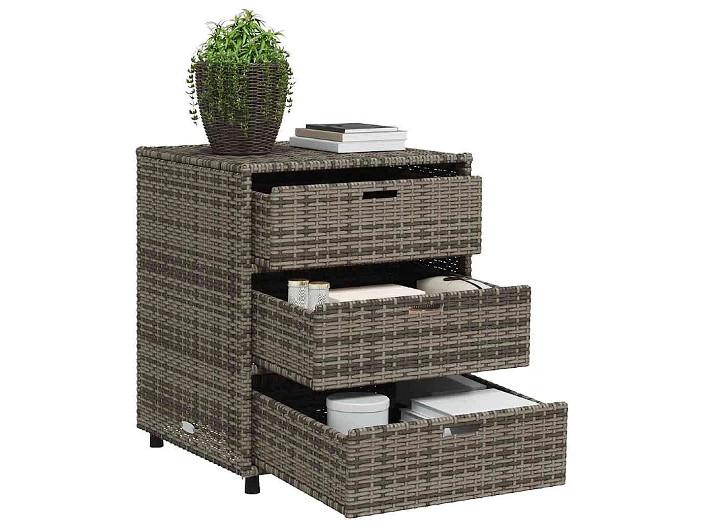 Armário de arrumação para jardim 55x59x69 cm vime PE cinzento