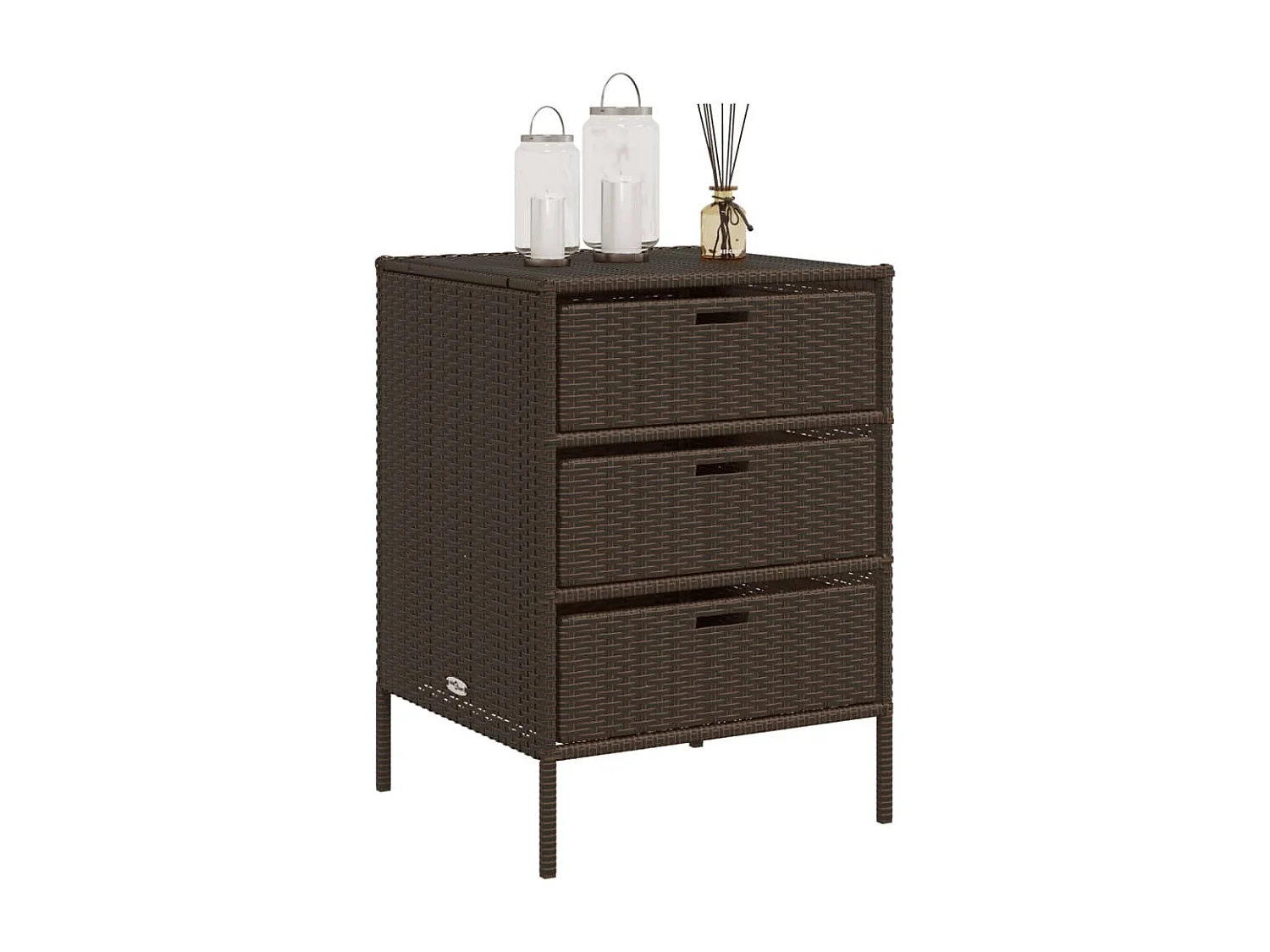 Armadietto Portaoggetti Giardino Marrone 55x59x80cm Polyrattan