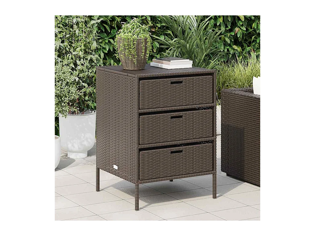 Armoire de rangement de jardin marron 55x59x80cm résine tressée