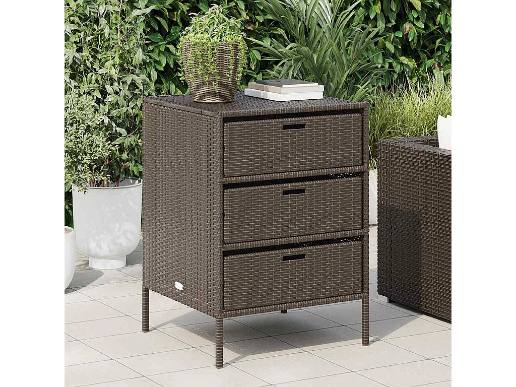 Gartenschrank Braun 55x59x80 cm Poly Rattan
