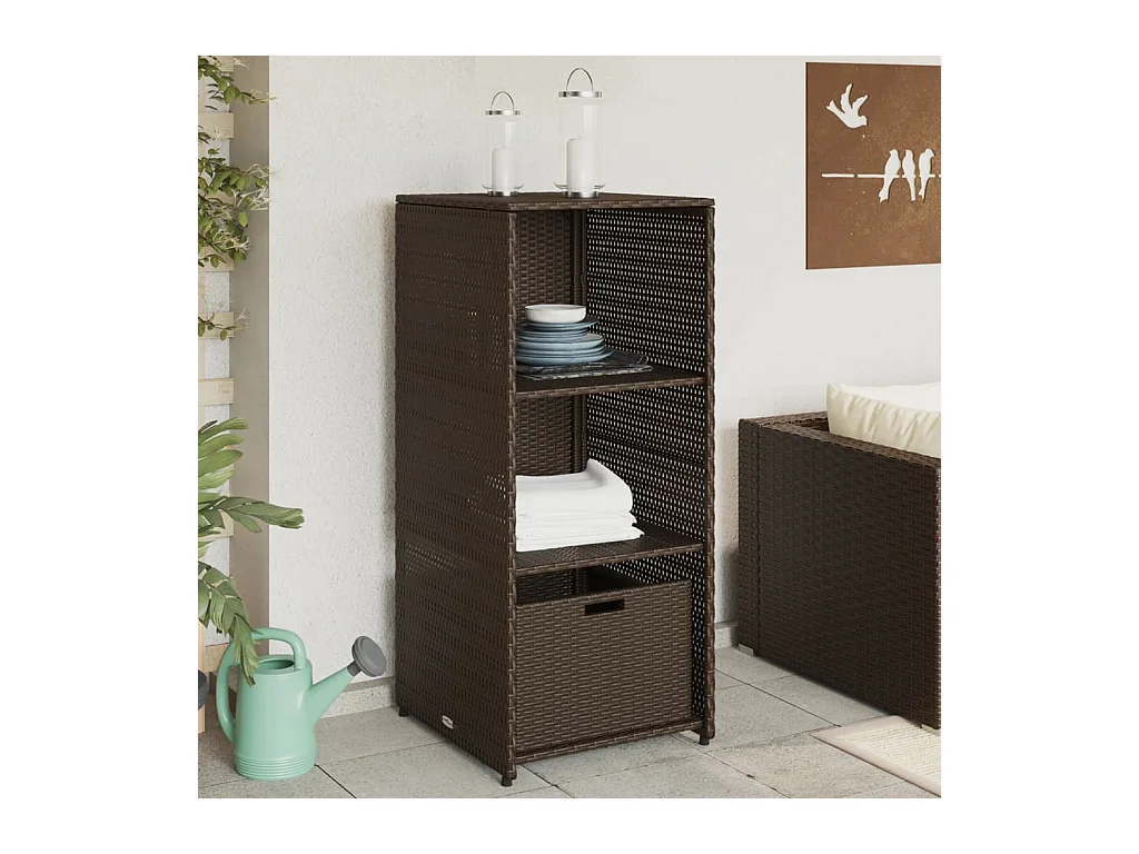 Armoire de rangement jardin marron 50x55x115 cm résine tressée