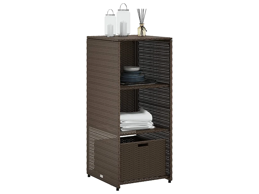 Armoire de rangement jardin marron 50x55x115 cm résine tressée