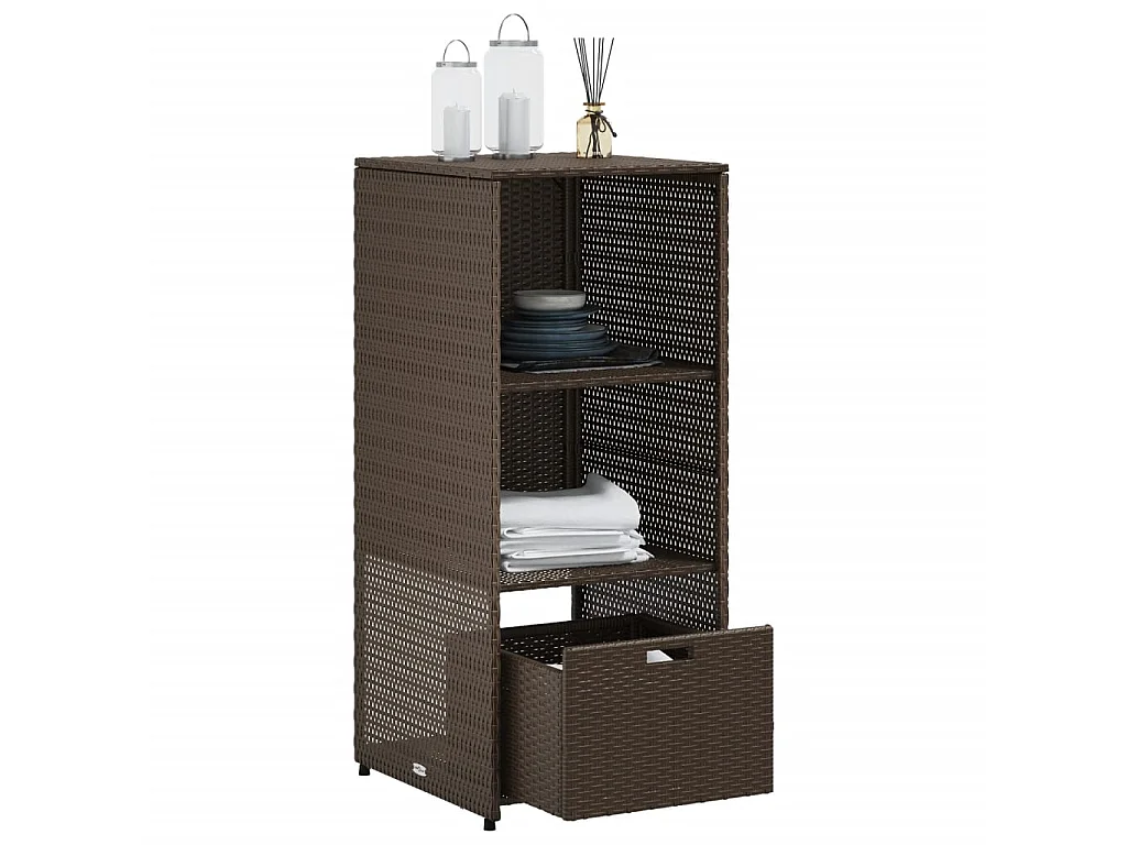 Armoire de rangement jardin marron 50x55x115 cm résine tressée