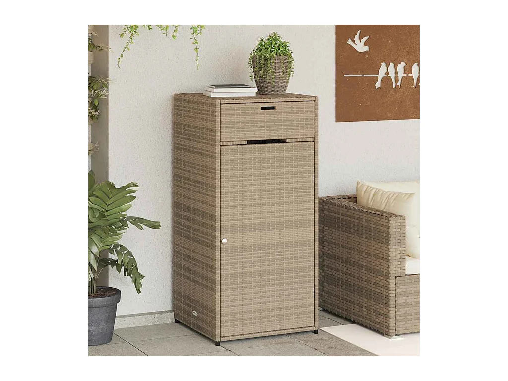 Armoire de rangement de jardin beige 55x55x111cm résine tressée