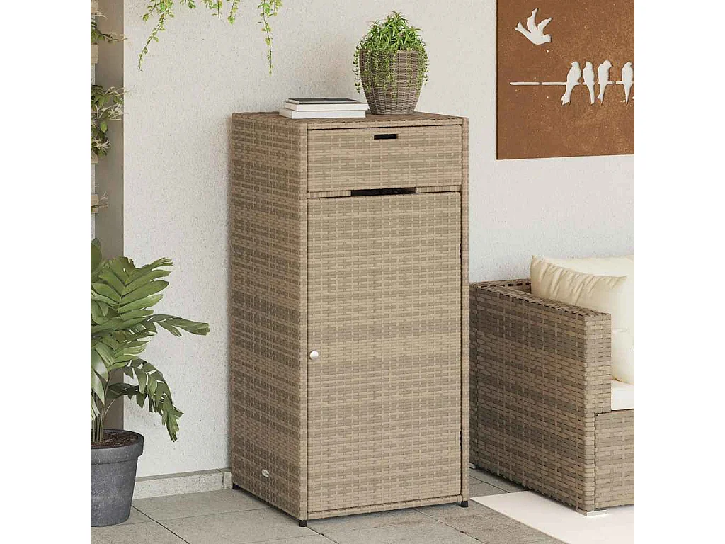 Armoire de rangement de jardin beige 55x55x111cm résine tressée