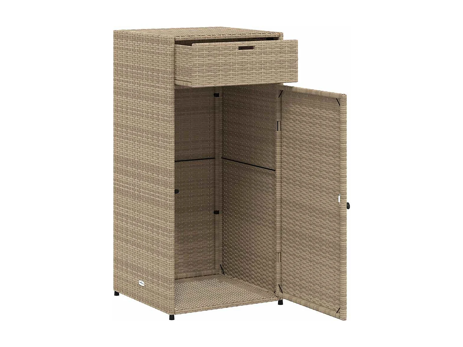 Armoire de rangement de jardin beige 55x55x111cm résine tressée