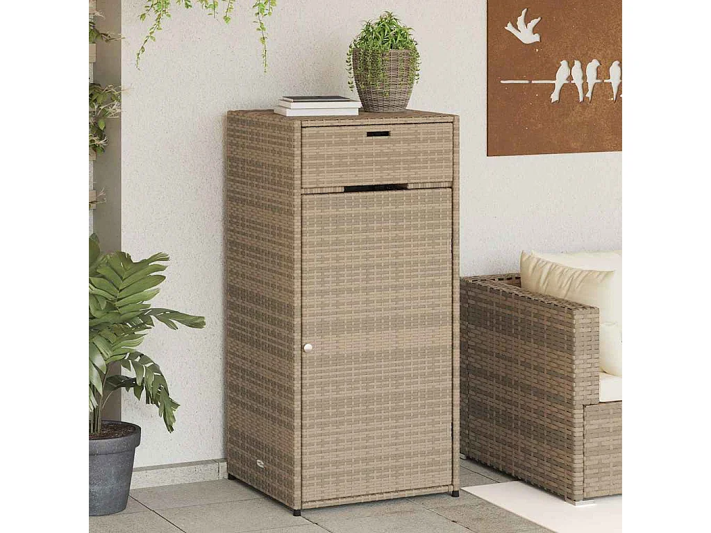 Armoire de rangement de jardin beige 55x55x111cm résine tressée