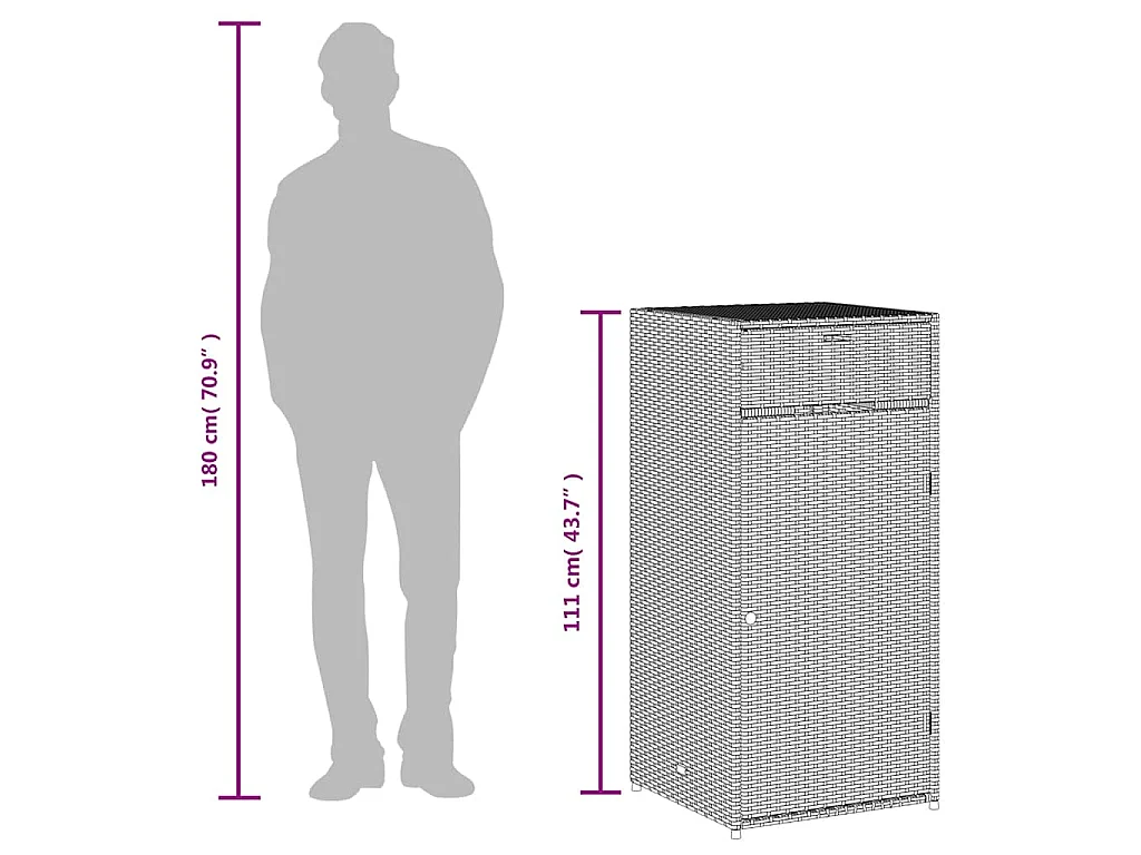 Armoire de rangement de jardin beige 55x55x111cm résine tressée