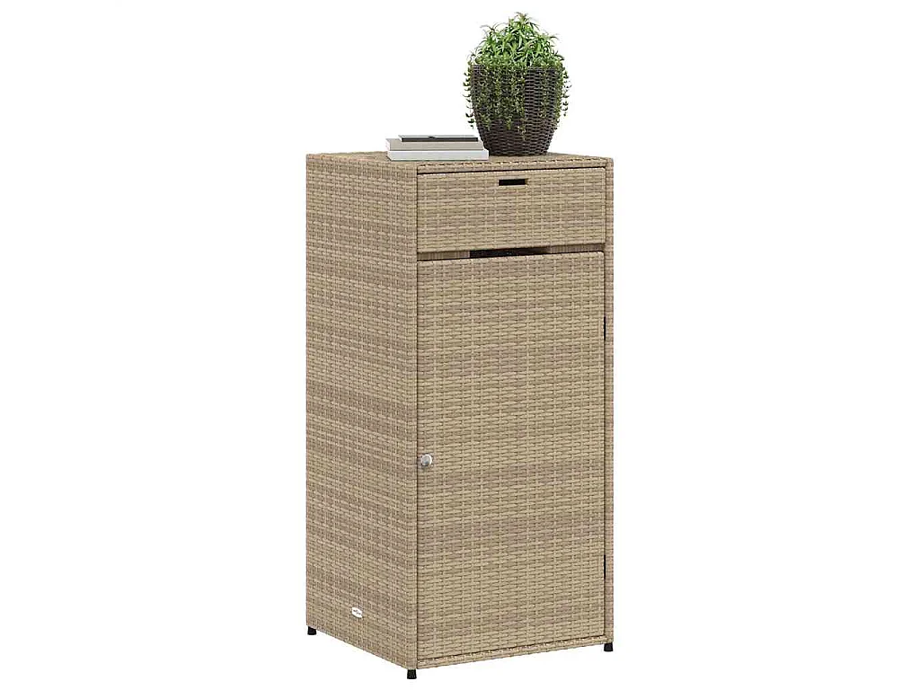 Armoire de rangement de jardin beige 55x55x111cm résine tressée