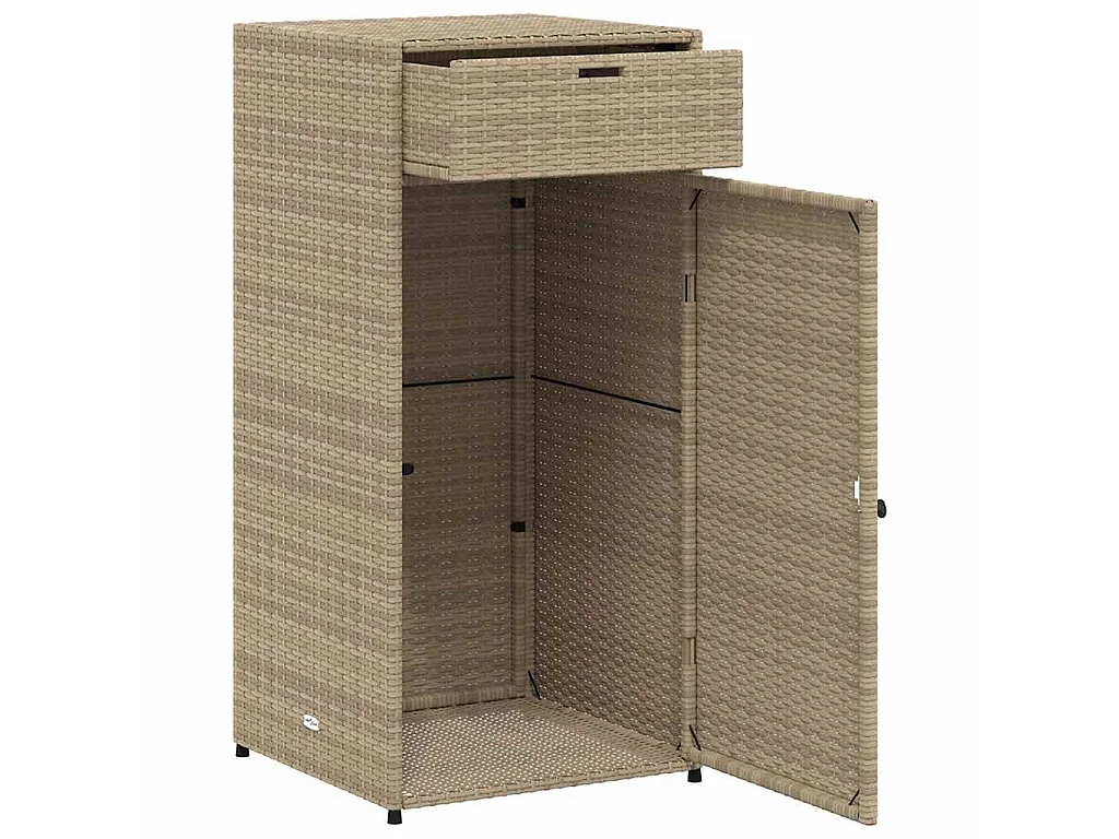 Armoire de rangement de jardin beige 55x55x111cm résine tressée
