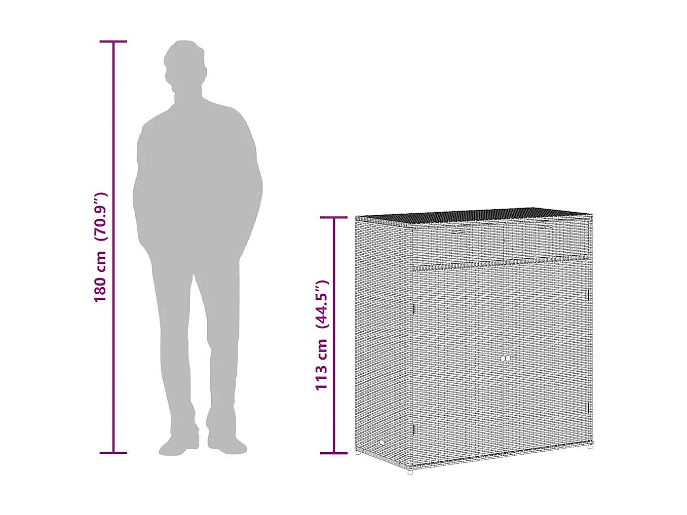 Gartenschrank Braun 105x55x113 cm Poly Rattan