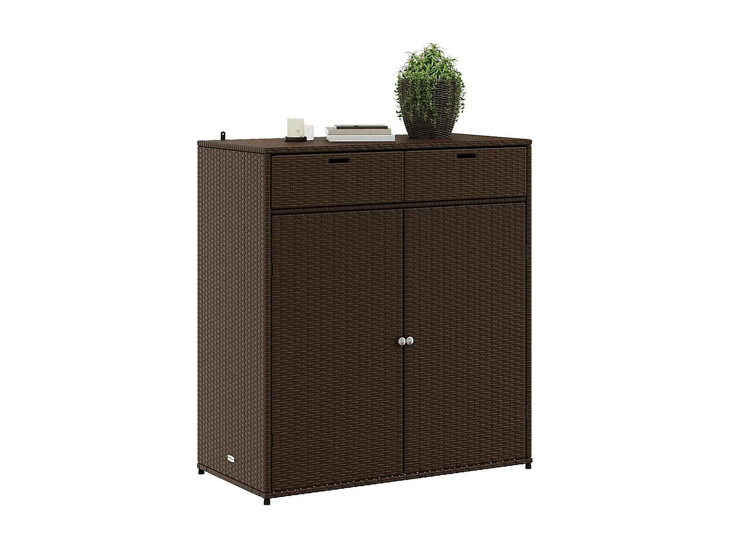 Gartenschrank Braun 105x55x113 cm Poly Rattan