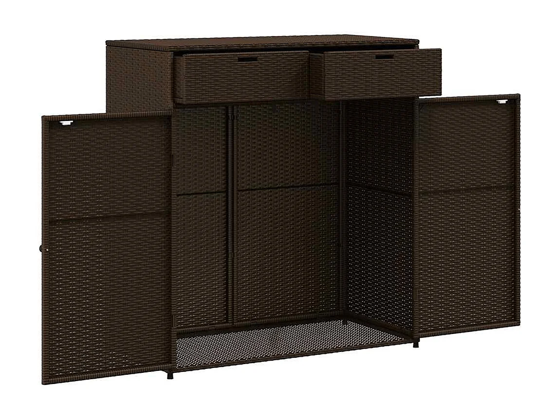Armoire de rangement jardin marron 105x55x113 cm résine tressée