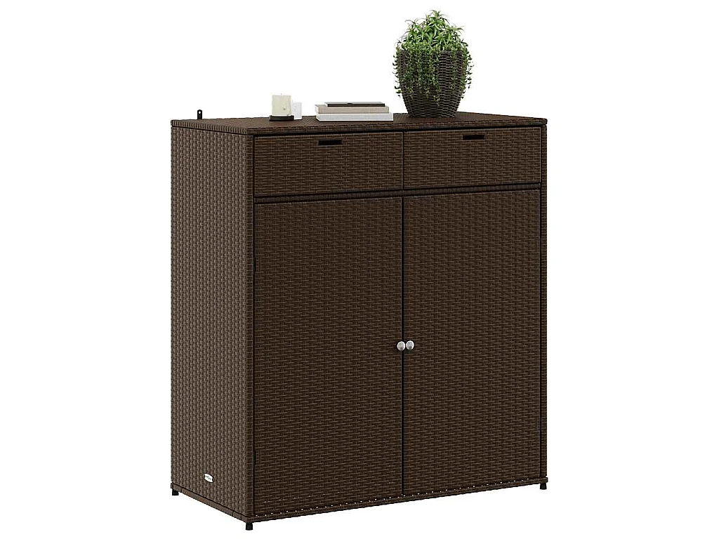 Armoire de rangement jardin marron 105x55x113 cm résine tressée