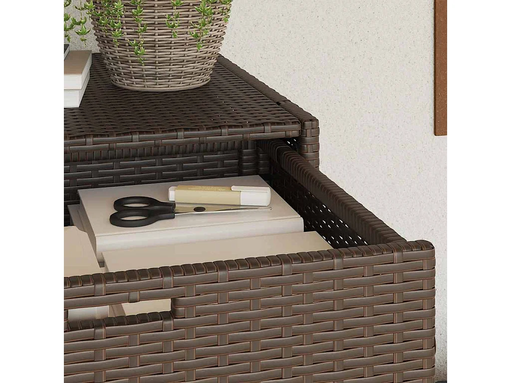 Armoire de rangement jardin marron 105x55x113 cm résine tressée