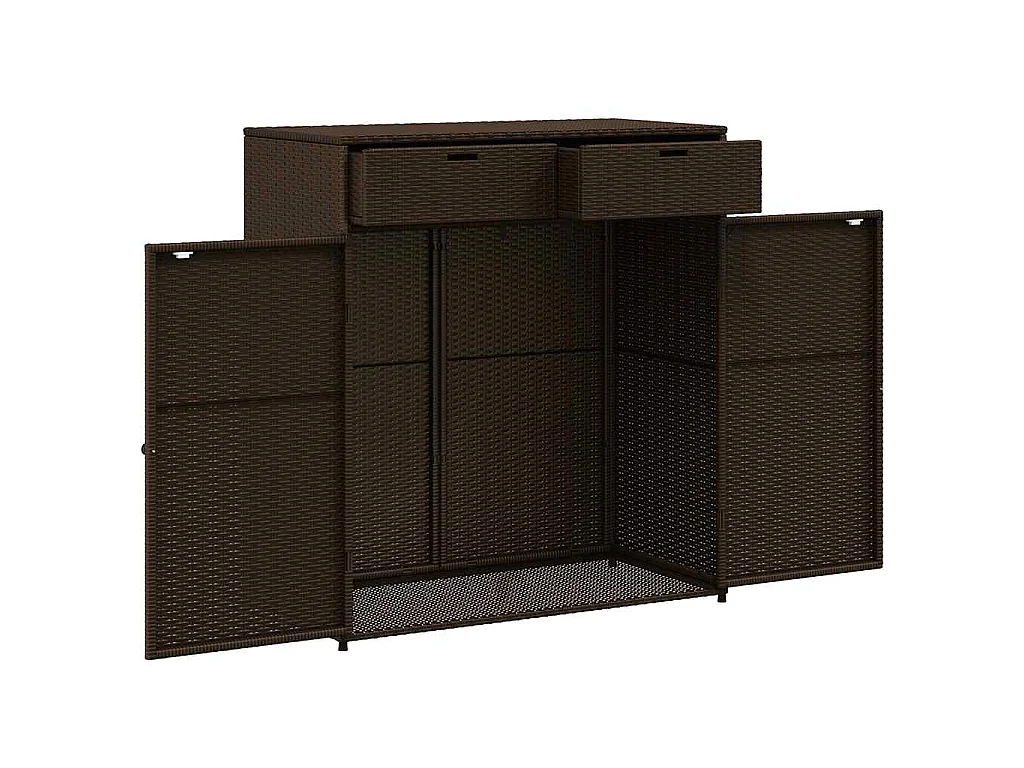 Armoire de rangement jardin marron 105x55x113 cm résine tressée